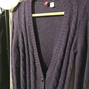 HM long sleeve long button up sweater